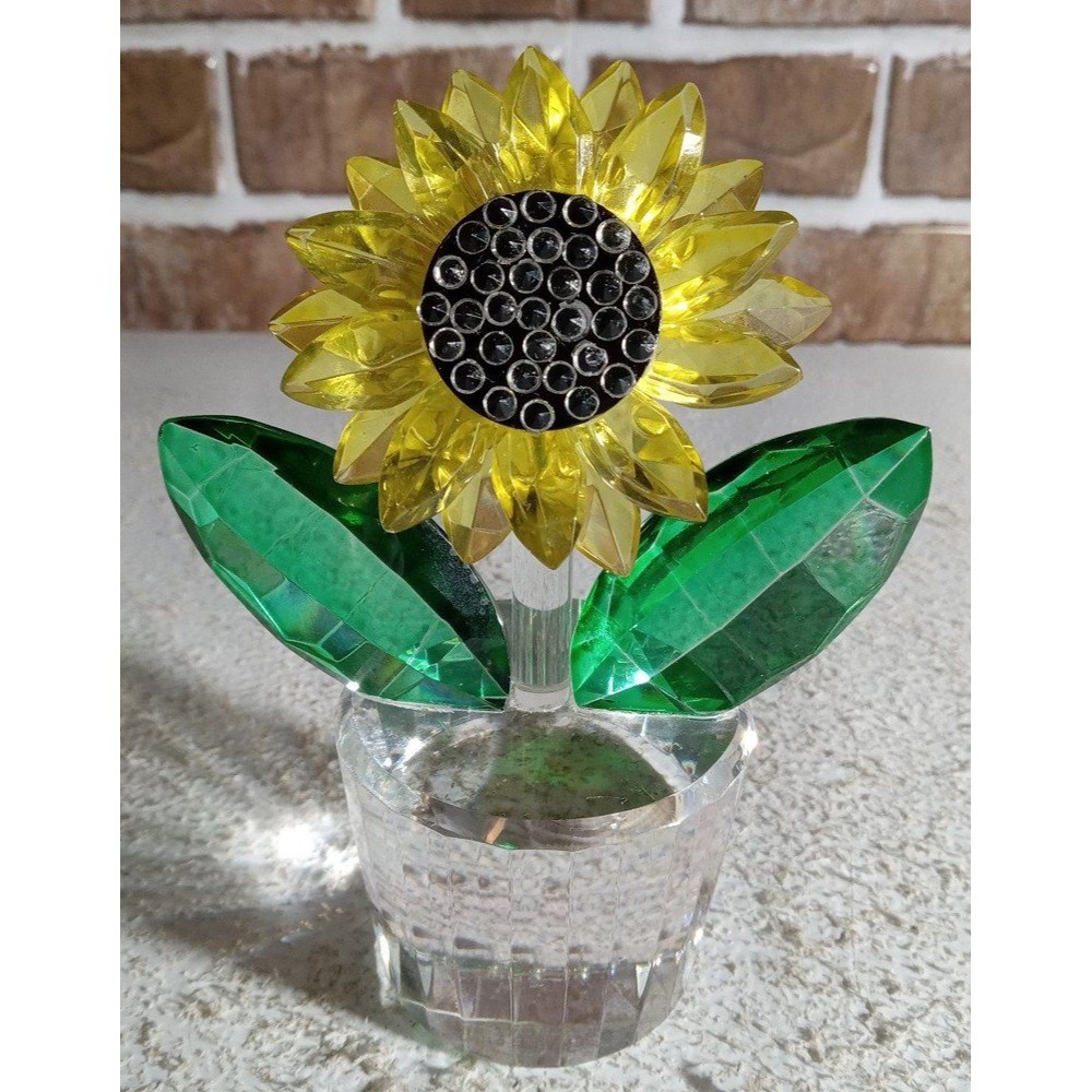 Shannon Crystal Sunflower In A Pot Figurine Hand Made Crystal Collectable